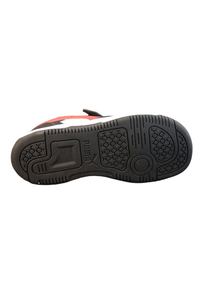 Scarpe sneakers Unisex bambini PUMA REBOUND  bianco-nero-blue laccio elastico e velcro