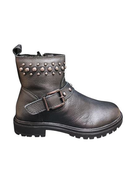 Stivaletti bambina Shooterino Shoort nero pelle - Stile urban con zip laterale