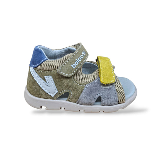 sandali-tallonati-primi-passi-balocchi-bart-163171-beige-kaki-giallo-azzurro-pelle-velcro-scarpetteria-gica-trani
