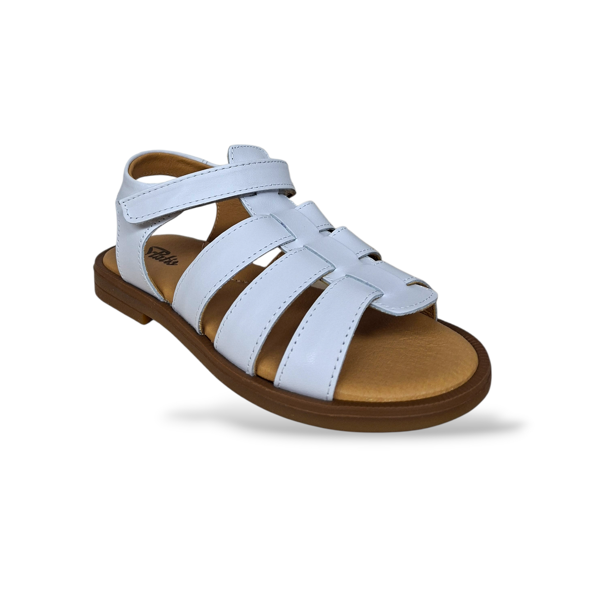 Sandali cerimonia bambina Platis bianco fasce incrociate design moderno - Scarpetteria Gica Trani

