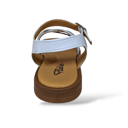 Scarpe eleganti bambina Platis P3251 pelle bianco argento con cinturino e dettagli strass
