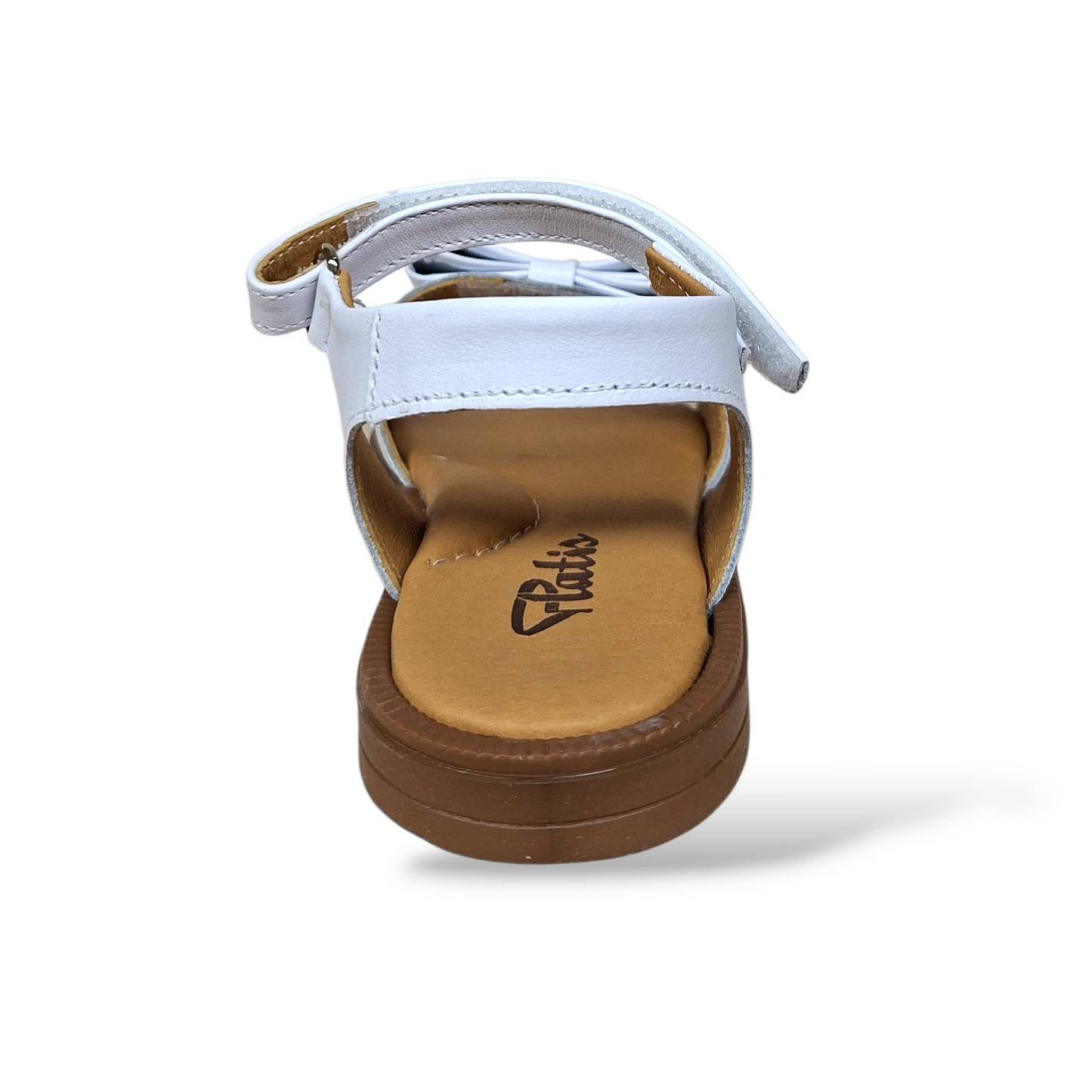 Scarpe eleganti bambina Platis P3254 pelle bianco fiocco velcro - Scarpetteria Gica Trani
