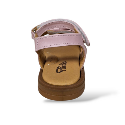 Scarpe eleganti bambina Platis P3254 pelle cipria rosa fiocco velcro - Scarpetteria Gica Trani
