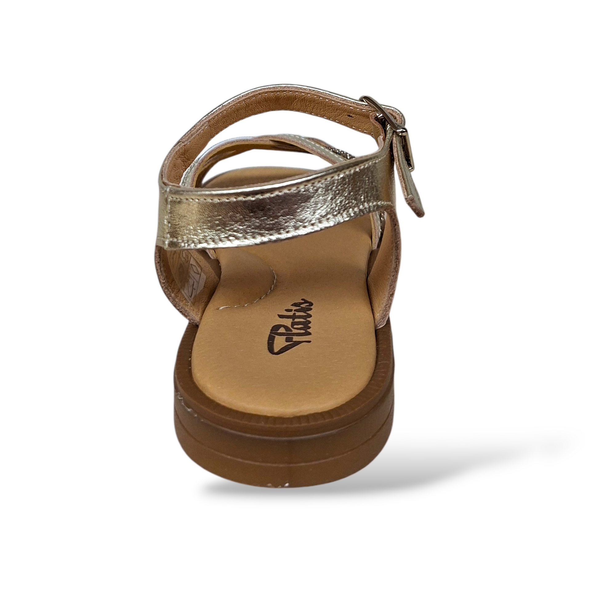Scarpe eleganti bambina Platis P3251 pelle dorato oro cinturino strass - Scarpetteria Gica Trani
