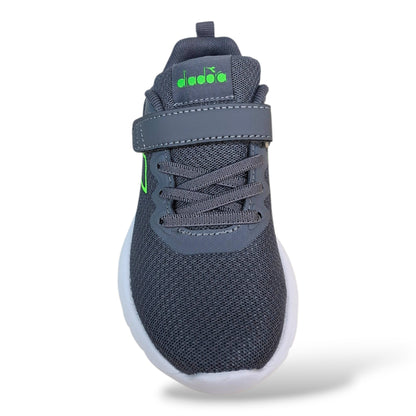 scarpe-da-scuola-bambini-diadora-evo-run-grigio-verde-lacci-elastici-suola-antiscivolo-scarpetteria-gica-trani

