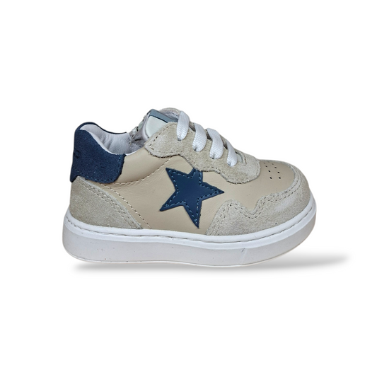 Scarpe primi passi Balducci Cita pelle beige bluette Made in Italy - Scarpetteria Gica Trani
