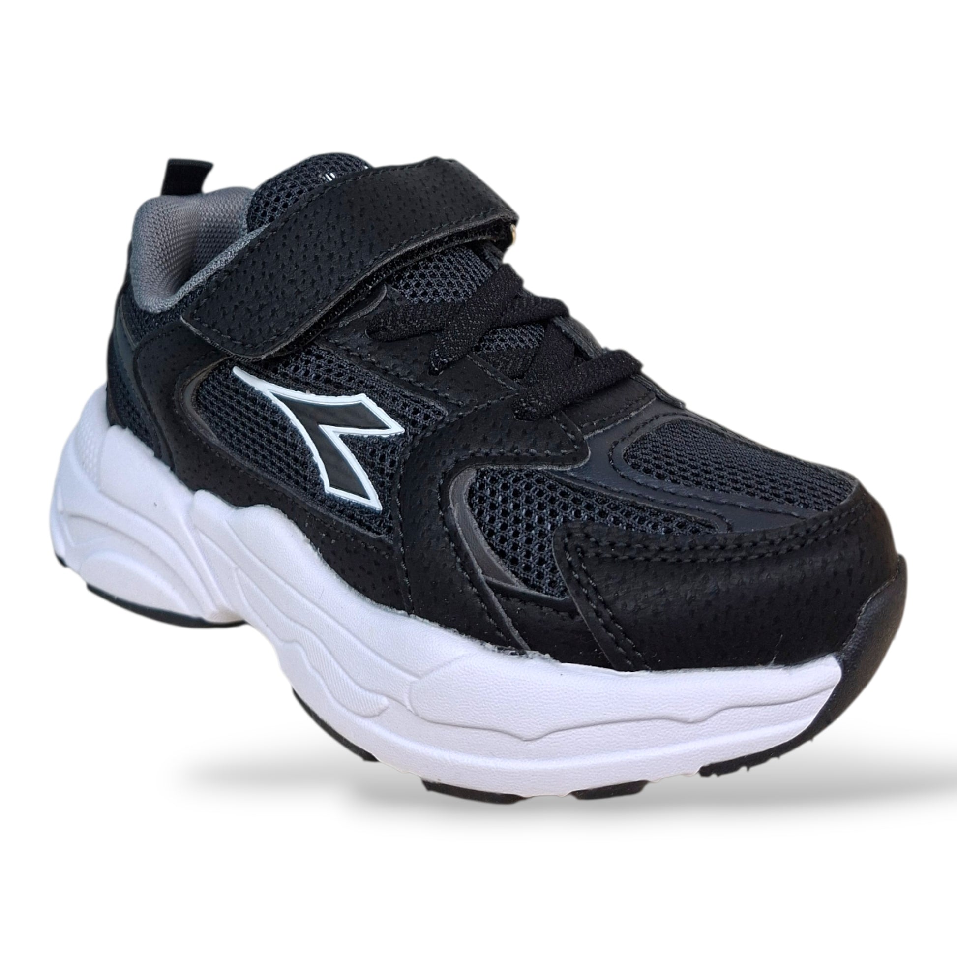 scarpe-sportive-unisex-bambini-diadora-alley-nero-bianco-velcro-strappo-scarpetteria-gica-trani
