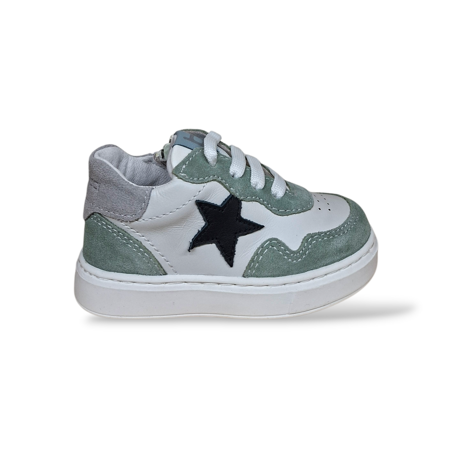 Scarpe primi passi Balducci Cita pelle bianco verde nero Made in Italy - Scarpetteria Gica Trani
