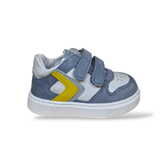 Scarpe primi passi Balducci Cita pelle grigio bianco giallo Made in Italy - Scarpetteria Gica Trani

