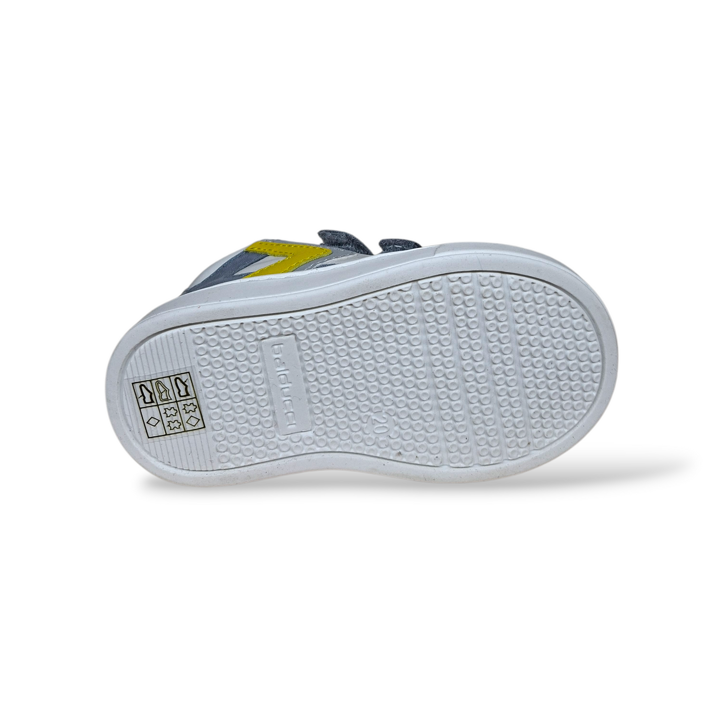 Sneakers primi passi bambino Balducci pelle grigio bianco giallo taglia 20-26 - Scarpetteria Gica Trani
