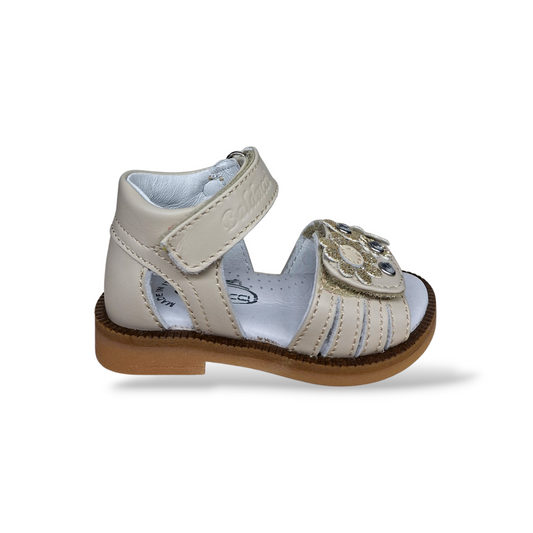 Sandalo primi passi Balducci Cita pelle beige cerimonia Made in Italy bambina - Scarpetteria Gica Trani
