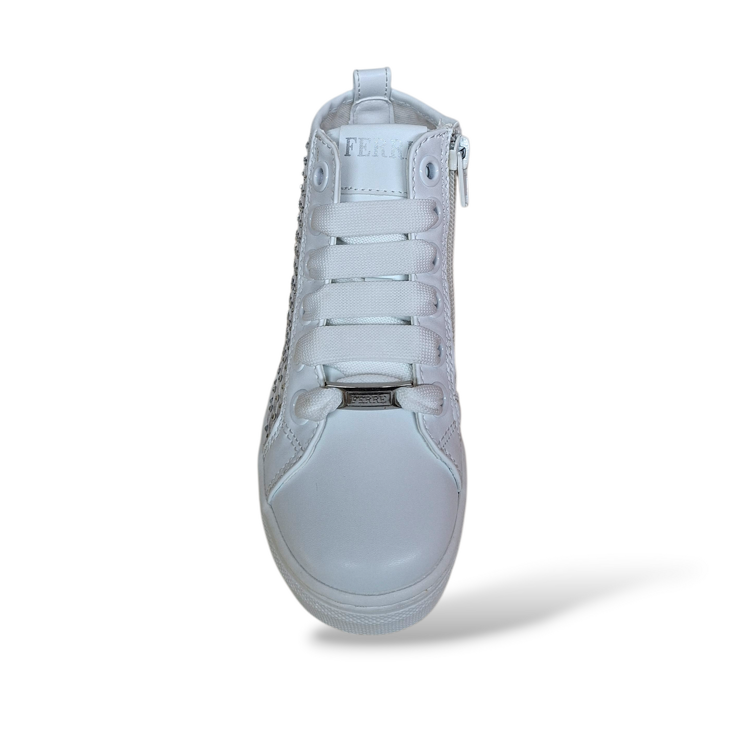 Scarpe comunione bambina Ferrè-FB-401 bianche zip laterale taglie 25-40 – Scarpetteria-Gica-Trani
