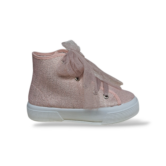 Sneakers-bambina-cipria-glitter-VUL-LADI-lacci-cerimonia-Scarpetteria-Gica-Trani
