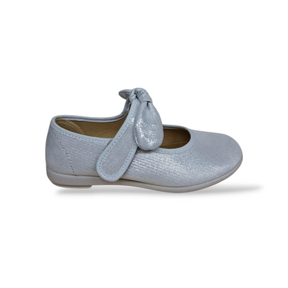Ballerine-bambina-argento-VUL-LADI-velcro-fiocco-cerimonia-Scarpetteria-Gica-Trani
