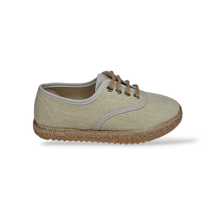 Sneakers-bambino-beige-tela-VUL-LADI-laccio-corda-scuola-Scarpetteria-Gica-Trani
