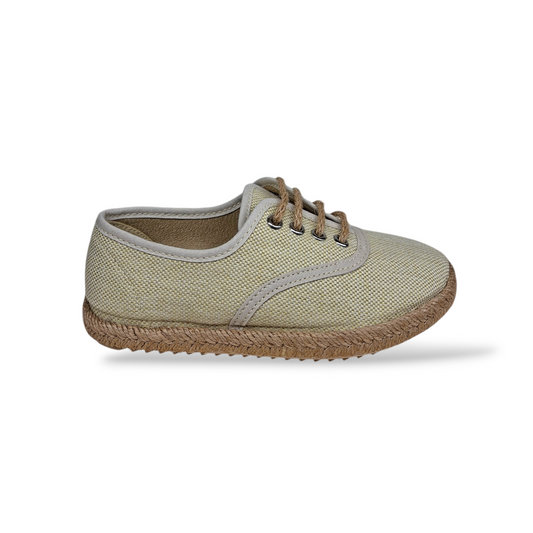 Sneakers-bambino-beige-tela-VUL-LADI-laccio-corda-scuola-Scarpetteria-Gica-Trani
