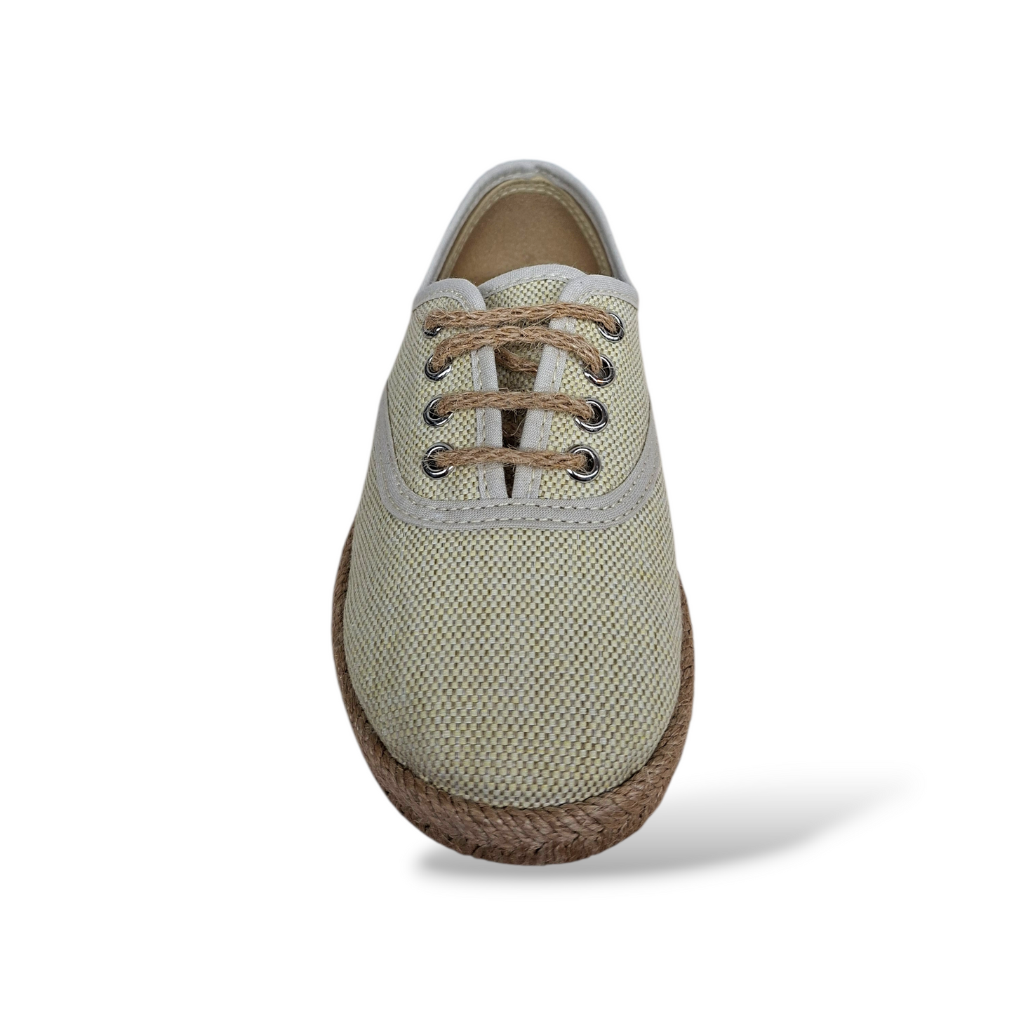 Scarpe-scuola-bambino-beige-tela-VUL-LADI-suola-effetto-corda-Scarpetteria-Gica-Trani
