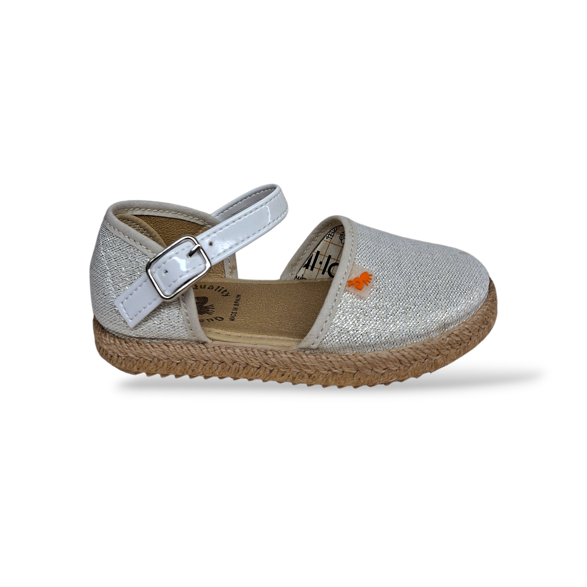 Espadrillas-bambina-bianco-beige-VUL-LADI-fibbia-cerimonia-Scarpetteria-Gica-Trani
