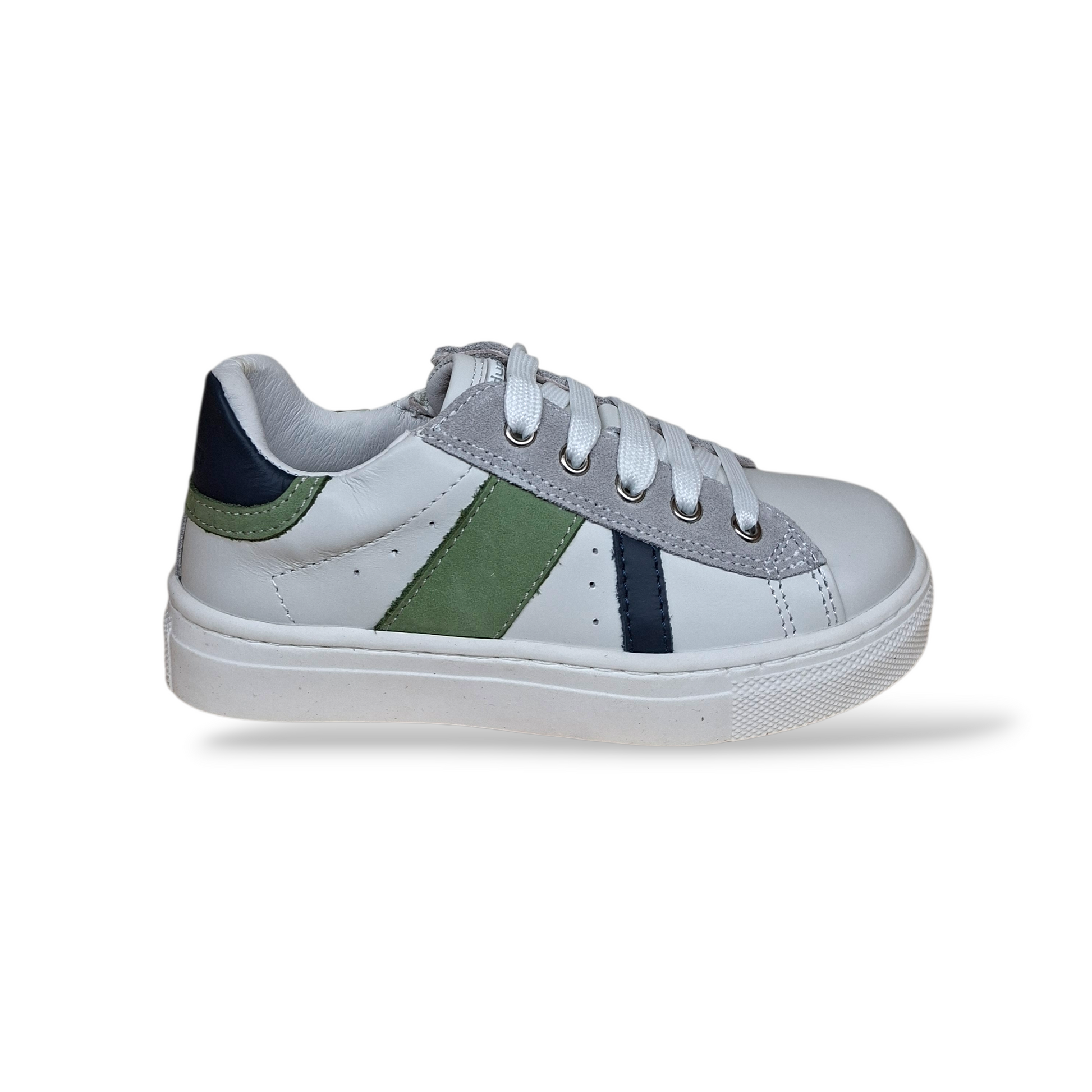 Sneakers bambino Balducci Butter pelle bianco blu verde Made in Italy - Scarpetteria Gica Trani

