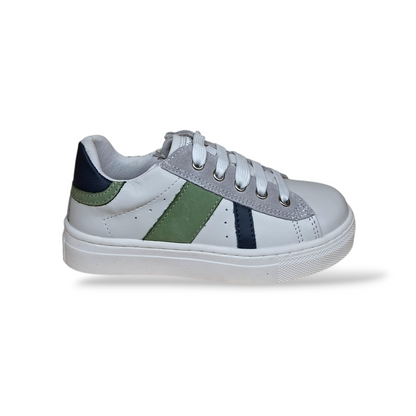 Sneakers bambino Balducci Butter pelle bianco blu verde Made in Italy - Scarpetteria Gica Trani
