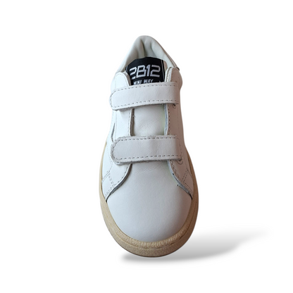 Sneakers bianche bambino 2B12 con velcro per primi passi taglie 22-28
