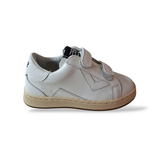 Sneakers bambino 2B12 Baby Suprime bianche in pelle con chiusura velcro Made in Italy