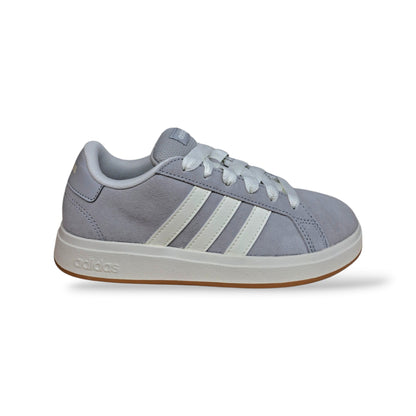 adidas-grand-court-jh6179-sneakers-bambini-ragazzi-unisex-grigio-suede-morbido-lacci-tomaia-suede-fodera-confortevole-sottopiede-ammortizzato-suola-gomma-classica-versatile-scuola-passeggio-taglie-36-40-scarpetteria-gica-trani
