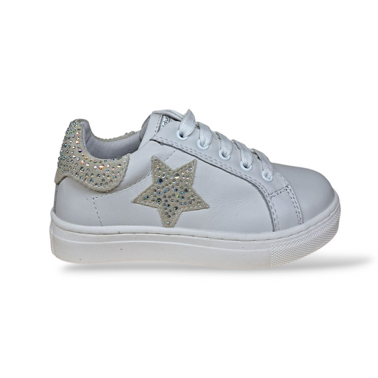 Sneakers bambino Balducci Butter in pelle bianco Made in Italy con zip laterale - Scarpetteria Gica Trani
