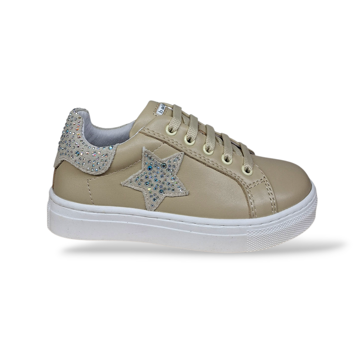 Sneakers bambina Balducci Butter in pelle beige eleganti con zip laterale - Scarpetteria Gica Trani