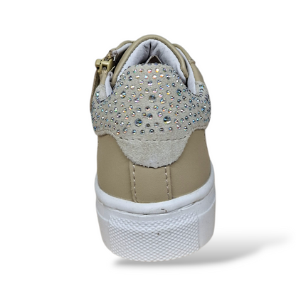 Sneakers eleganti bambina Balducci Butter beige con lacci e zip - Scarpetteria Gica Trani