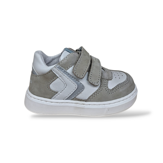Scarpe primi passi Balducci Cita 7235 grigio bianco in pelle con velcro - Scarpetteria Gica Trani
