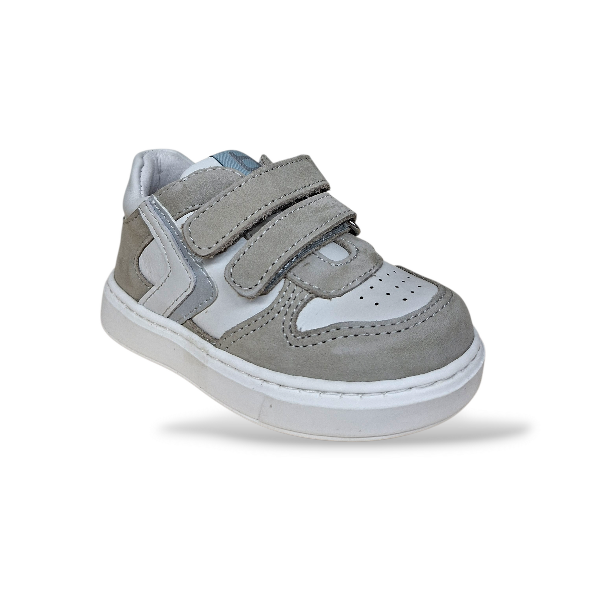 Sneakers primi passi bambino Balducci grigio bianco pelle Made in Italy - Scarpetteria Gica Trani
