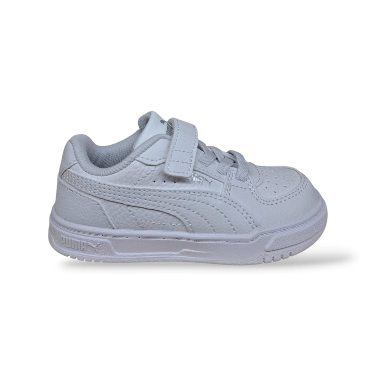puma-caven-406247-sneakers-bambini-ragazzi-bianco-total-white-pelle-resistente-design-basket-pulito-versatile-laccio-elastico-velcro-autonomia-rapida-scuola-tempo-libero-passeggiate-autunno-inverno-2026-taglie-20-27-scarpetteria-gica-trani
