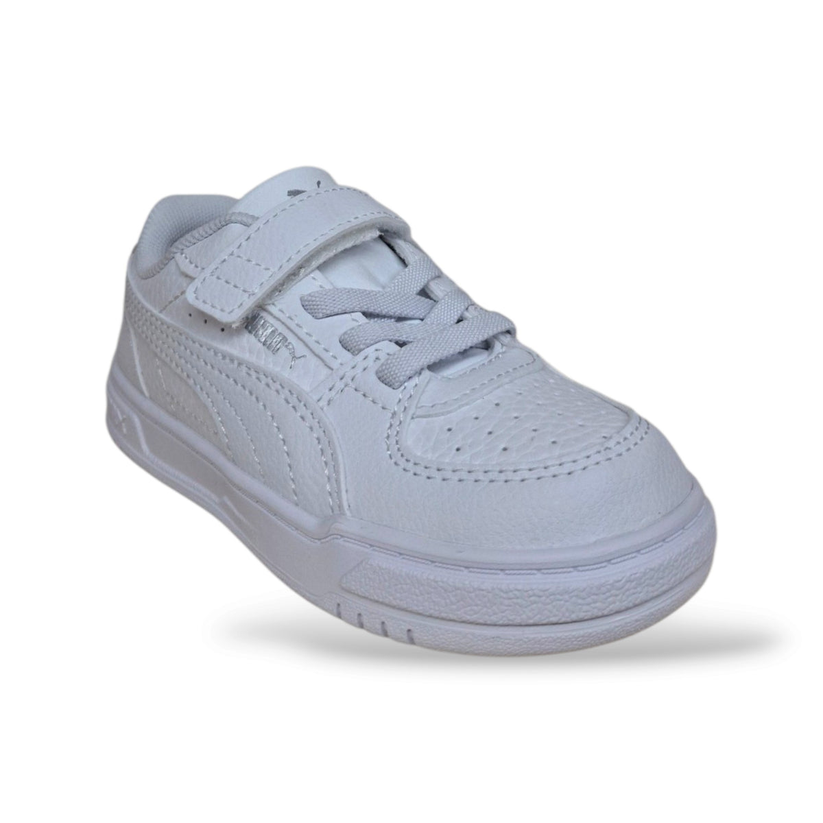 sneakers-bambini-ragazzi-puma-caven-406247-bianco-pelle-silhouette-basket-classica-pulita-laccio-elastico-velcro-calzata-stabile-comfort-suola-aderente-resistente-back-to-school-sport-uscite-quotidiane-taglie-20-27-scarpetteria-gica-trani
