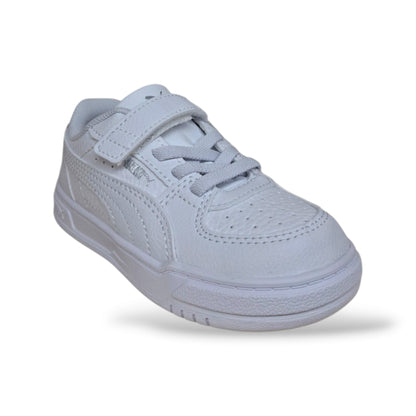 sneakers-bambini-ragazzi-puma-caven-406247-bianco-pelle-silhouette-basket-classica-pulita-laccio-elastico-velcro-calzata-stabile-comfort-suola-aderente-resistente-back-to-school-sport-uscite-quotidiane-taglie-20-27-scarpetteria-gica-trani
