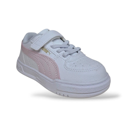 sneakers-bambine-ragazze-puma-caven-406247-bianco-rosa-pelle-resistente-silhouette-basket-laccio-elastico-velcro-rapido-comfort-interno-suola-stabile-aderente-scuola-sport-uscite-quotidiane-taglie-20-27-scarpetteria-gica-trani
