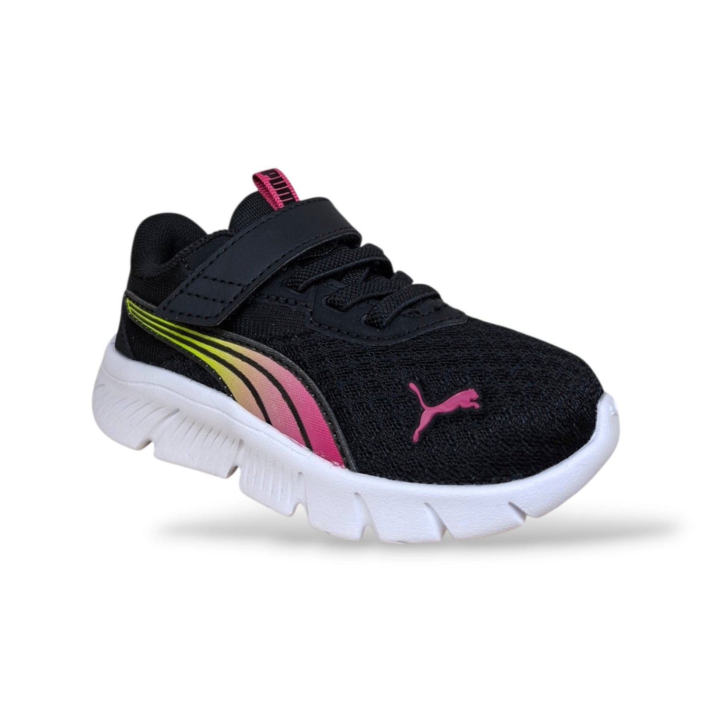 sneakers-bambine-ragazze-puma-flex-focus-nero-multicolor-tessuto-sintetico-laccio-elastico-velcro-struttura-leggera-flessibile-autunno-inverno-scarpetteria-gica-trani
