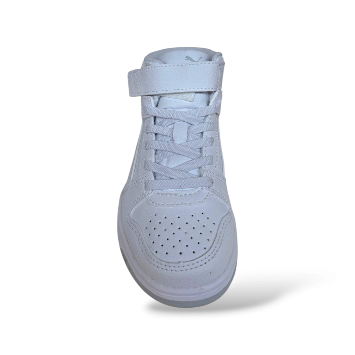 scarpe-puma-bambini-sneakers-alte-basket-rebound-408802-bianco-pelle-total-white-luminosa-laccio-elastico-velcro-comfort-interno-suola-resistente-scuola-tempo-libero-sport-unisex-taglie-28-35-scarpetteria-gica-trani
