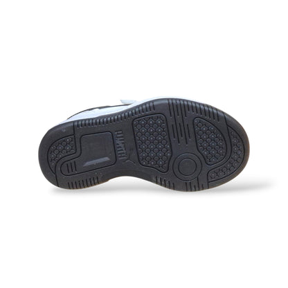puma-rebound-408295-regalo-bambini-ragazzi-unisex-sneakers-bianco-nero-pelle-alta-basket-classico-laccio-elastico-velcro-back-to-school-sportivo-versatile-quotidiano-autunno-inverno-2026-taglie-28-35-scarpetteria-gica-trani

