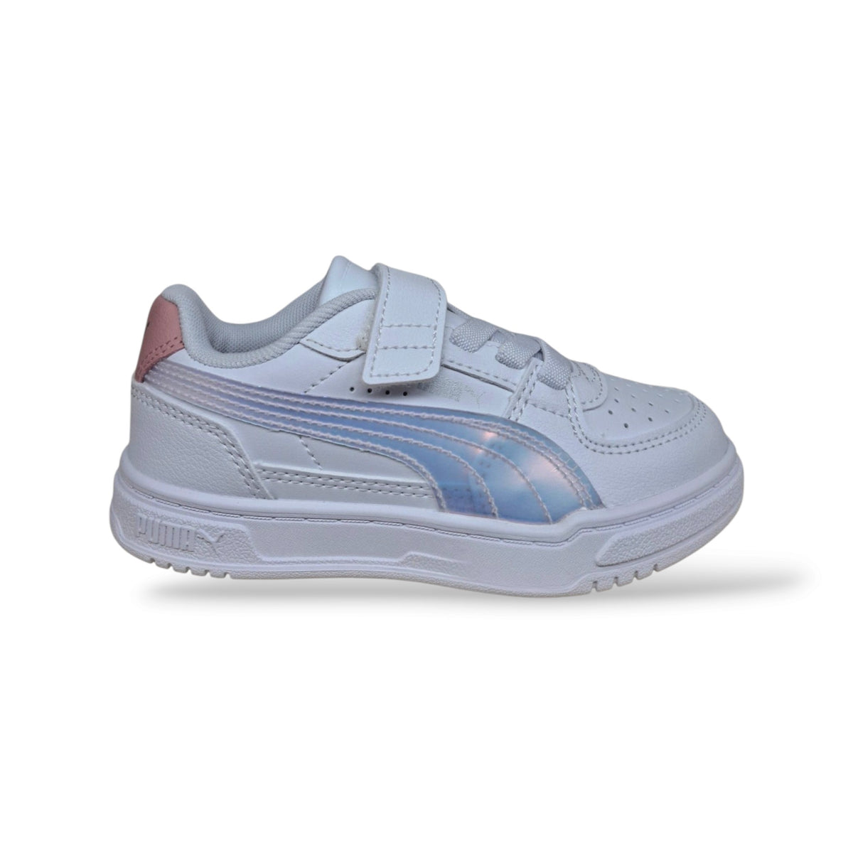 puma-caven-406894-sneakers-bambine-ragazze-bianco-cangiante-pelle-resistente-design-basket-pulito-moderno-laccio-elastico-velcro-autonomia-pratica-versatile-femminile-scuola-tempo-libero-autunno-inverno-2026-taglie-28-35-scarpetteria-gica-trani
