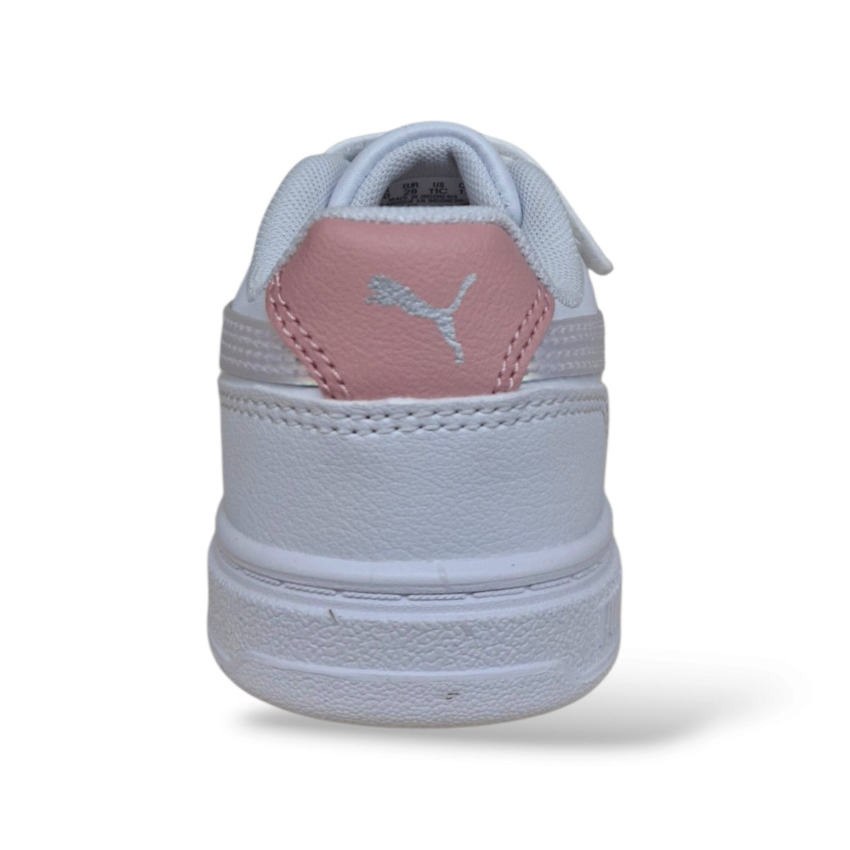 puma-caven-406894-bianco-cangiante-pelle-bambine-ragazze-design-basket-clean-versatile-laccio-elastico-velcro-calzata-sicura-regolabile-jeans-leggings-pantaloni-sportivi-back-to-school-autunno-inverno-2026-taglie-28-35-scarpetteria-gica-trani
