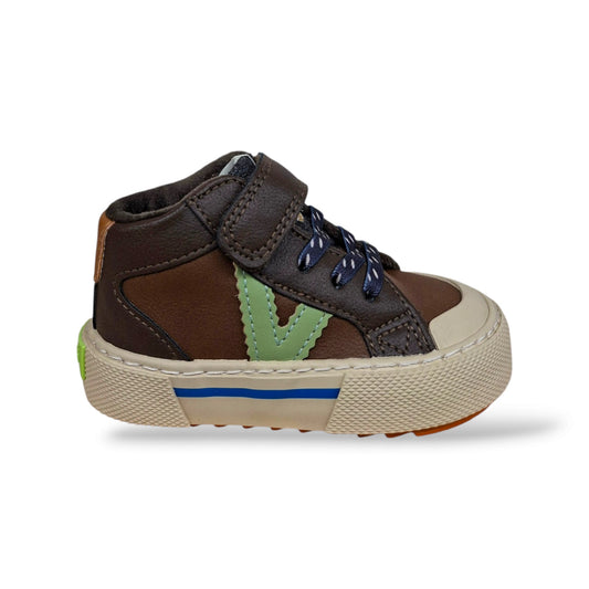 victoria-tribu-1065204-sneakers-bambini-ragazzi-marrone-verdino-pelle-laccio-elastico-velcro-strappo-palette-nature-taglie-22-30-scarpetteria-gica-trani
