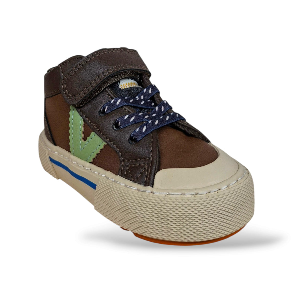 sneakers-bambini-ragazzi-victoria-tribu-marrone-verdino-pelle-premium-laccio-elastico-velcro-bicolore-earthtone-autunno-inverno-scarpetteria-gica-trani
