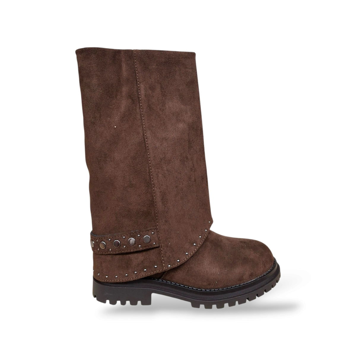 melania-ms65075-stivali-bambine-ragazze-marrone-nero-pelle-bicolore-borchie-decorative-rock-metalliche-zip-laterale-pratica-grintoso-trendy-moda-autunno-inverno-2026-taglie-31-36-scarpetteria-gica-trani
