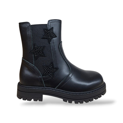 balducci-rive-rive1035-stivaletto-biker-bambina-ragazza-nero-stelle-glitter-nere-pelle-elastico-laterale-rock-grintoso-artigianale-italiano-taglie-27-36-scarpetteria-gica-trani
