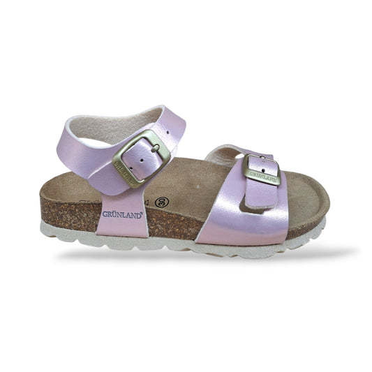 Sandalo Bio Sughero Bambine e Ragazze Grunland Junior Luce Pink – Fibia Sottopiede Sughero EVA