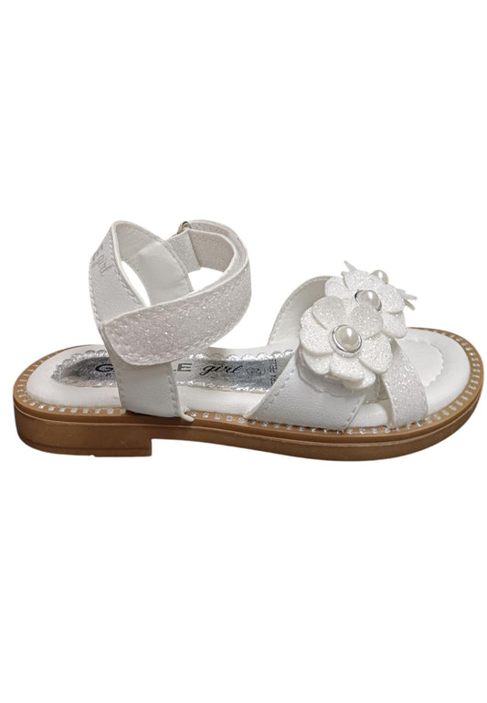 Sandali bambina Gaelle Queen bianco pelle glitter