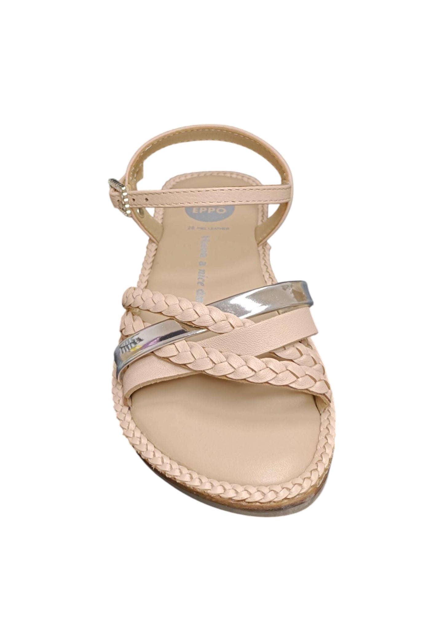 Sandalo bambina Gioseppo Medary nude pelle fibbia comfort elegance