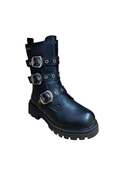 Anfibio bambina Gaelle Glory nero pelle zip laterale urban style