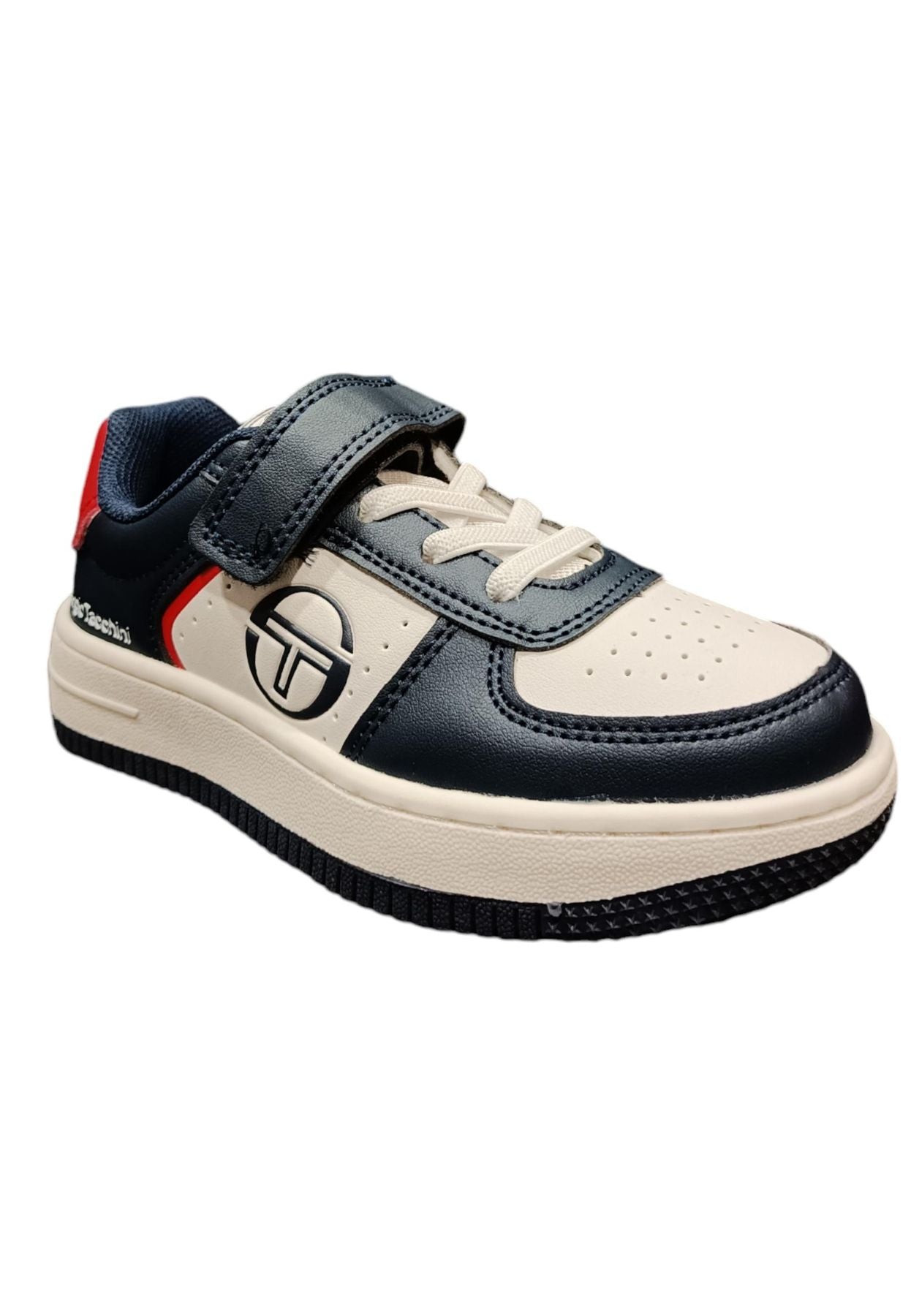 Scarpe snekears Unisex bambino Sergio Tacchini ROMA  bianco-blue-rosso laccio elastico e velcro